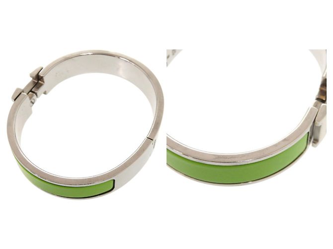 Pulseira Hermès Clic H Clac PM Verde e Prata - vista 10