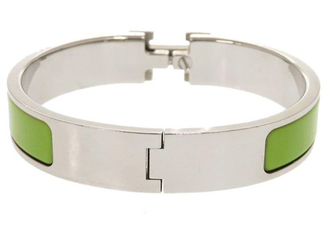 Pulseira Hermès Clic H Clac PM Verde e Prata - vista 3