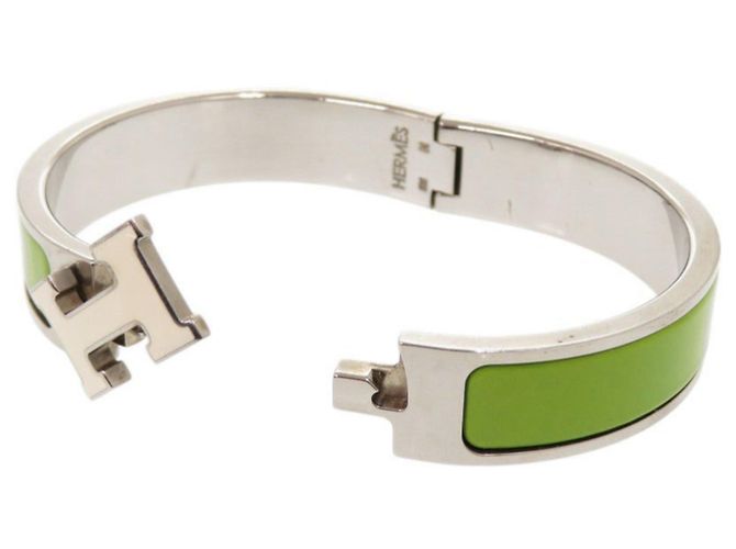 Pulseira Hermès Clic H Clac PM Verde e Prata - vista 5