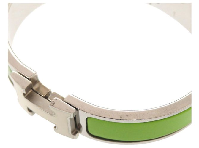 Pulseira Hermès Clic H Clac PM Verde e Prata - vista 9