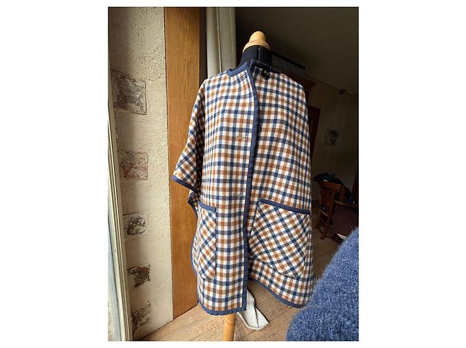 Poncho reversible de lana a cuadros Weekend Max Mara Castaño Multicolor Beige - vista 4
