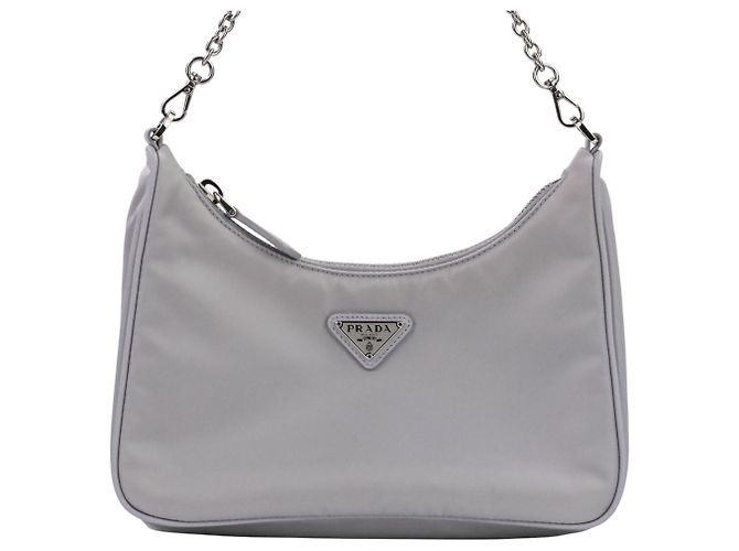 Borsa a Spalla Prada Re-Nylon Re-Edition 2005 Blu chiaro - vista 2