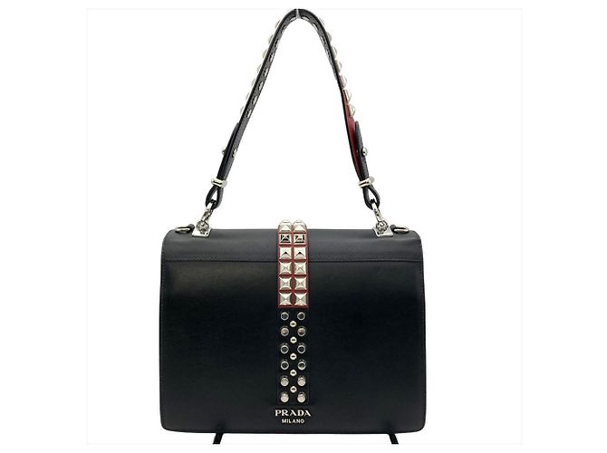 PRADA Nieten Schultertasche Schwarz - Ansicht 2