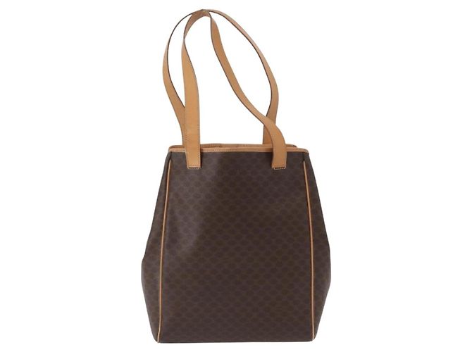 Céline Borsa tote in tela Macadam CELINE in pelle PVC marrone oro Auth mr2036 D'oro - vista 2