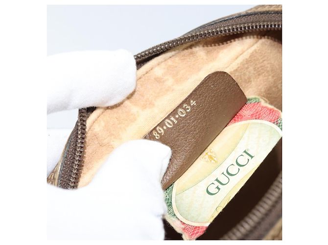 GUCCI GG Supreme Web Sherry Line Clutch Bag PVC Beige Oro 89 01 034 Auth LNZ056 - vista 12