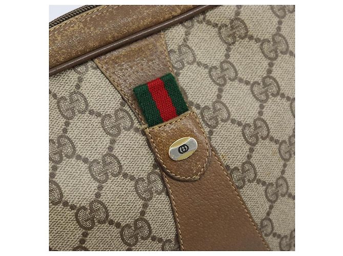 GUCCI GG Supreme Web Sherry Line Clutch Bag PVC Beige Oro 89 01 034 Auth LNZ056 - vista 17