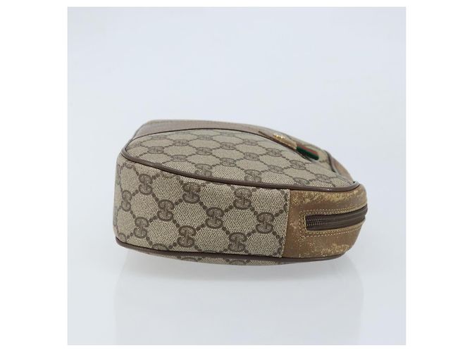 GUCCI GG Supreme Web Sherry Line Clutch Bag PVC Beige Oro 89 01 034 Auth LNZ056 - vista 3