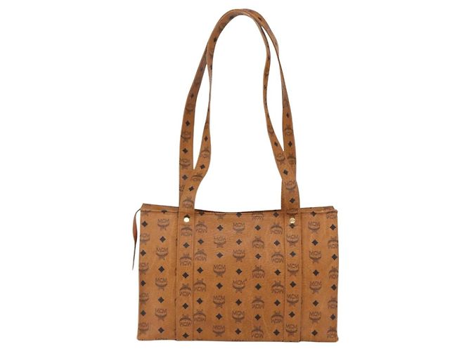 Borsa tote MCM Logogram Vicetos in PVC marrone e oro Auth gh1847 D'oro - vista 2