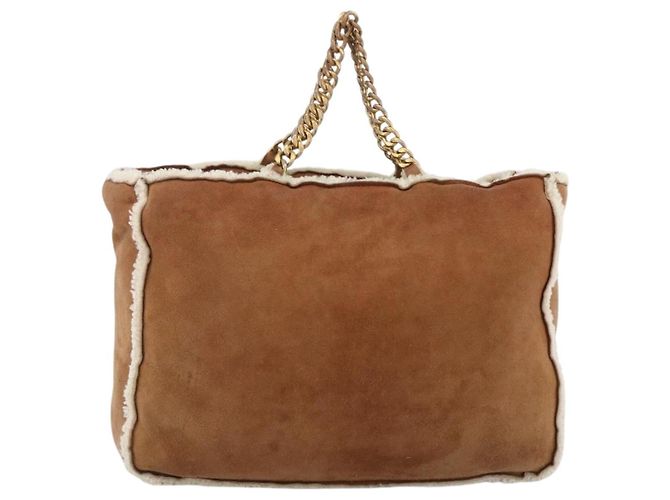 CHANEL Borsa a Mano con Catena Mouton Marrone Oro CC Auth bs33650 D'oro - vista 13