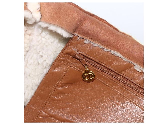 CHANEL Borsa a Mano con Catena Mouton Marrone Oro CC Auth bs33650 D'oro - vista 19