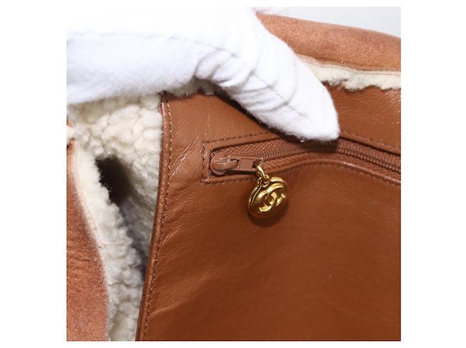 CHANEL Borsa a Mano con Catena Mouton Marrone Oro CC Auth bs33650 D'oro - vista 21