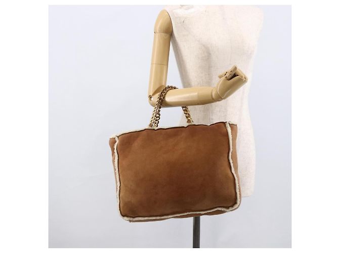 CHANEL Borsa a Mano con Catena Mouton Marrone Oro CC Auth bs33650 D'oro - vista 23