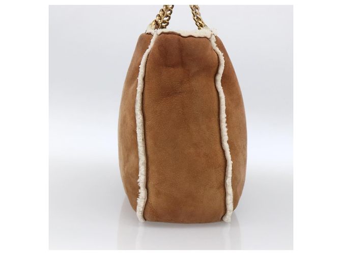 CHANEL Borsa a Mano con Catena Mouton Marrone Oro CC Auth bs33650 D'oro - vista 3
