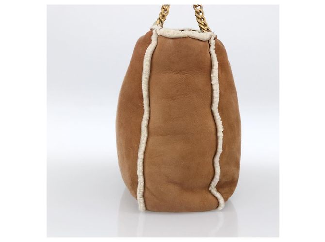 CHANEL Borsa a Mano con Catena Mouton Marrone Oro CC Auth bs33650 D'oro - vista 4