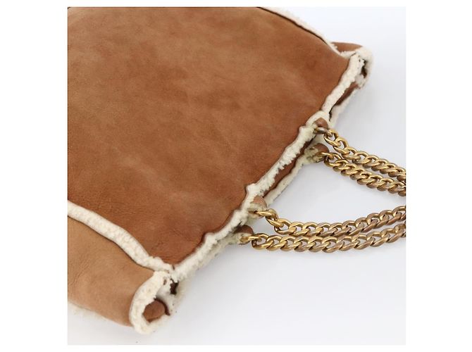 CHANEL Borsa a Mano con Catena Mouton Marrone Oro CC Auth bs33650 D'oro - vista 6