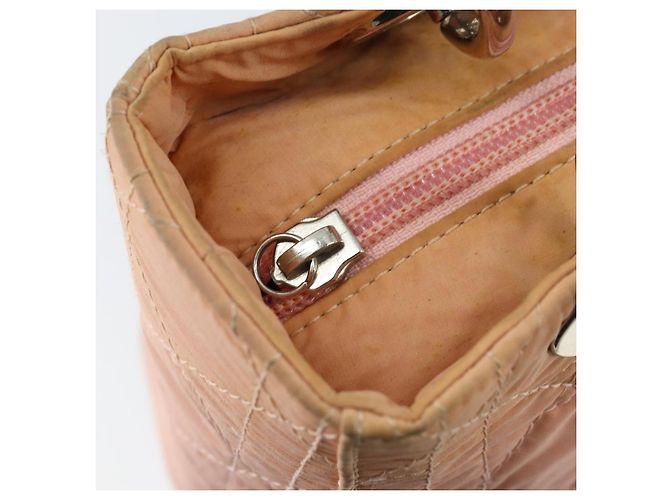 Christian Dior Borsa Lady Dior in nylon rosa argento Auth 173001 - vista 10
