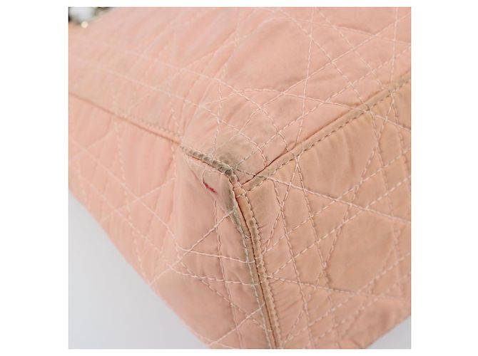Christian Dior Borsa Lady Dior in nylon rosa argento Auth 173001 - vista 15