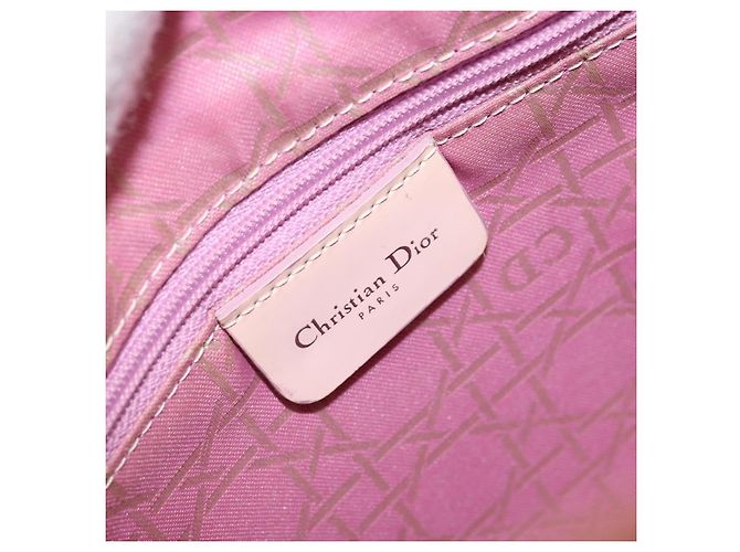 Christian Dior Borsa Lady Dior in nylon rosa argento Auth 173001 - vista 19