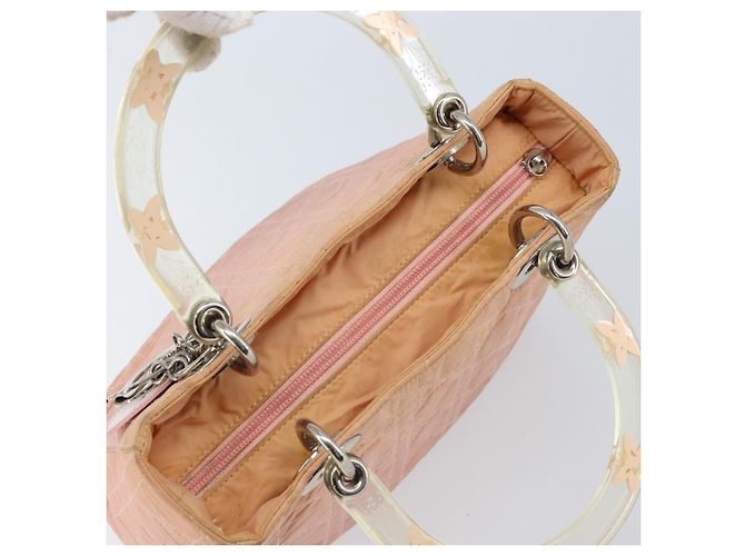 Christian Dior Borsa Lady Dior in nylon rosa argento Auth 173001 - vista 6
