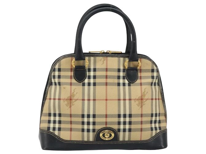 Borsa a Mano Burberrys Nova Check PVC Beige Oro Auth bs33587 D'oro - vista 13