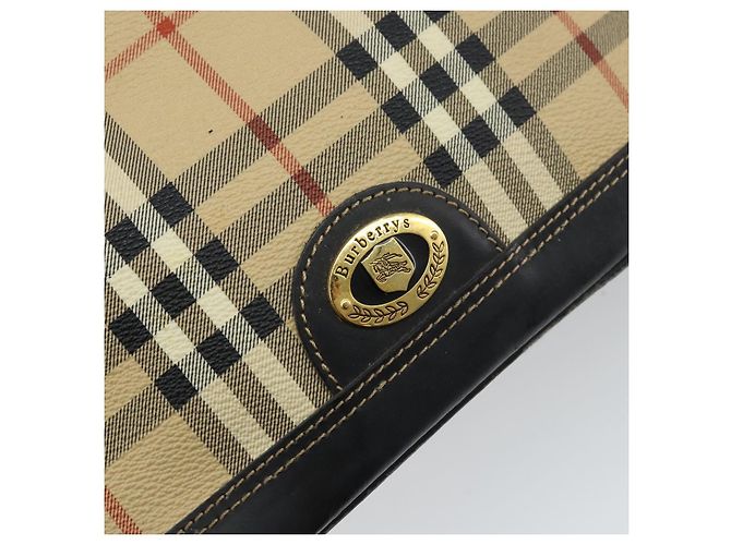 Borsa a Mano Burberrys Nova Check PVC Beige Oro Auth bs33587 D'oro - vista 18
