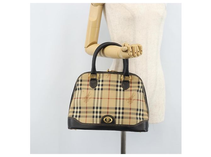 Borsa a Mano Burberrys Nova Check PVC Beige Oro Auth bs33587 D'oro - vista 24
