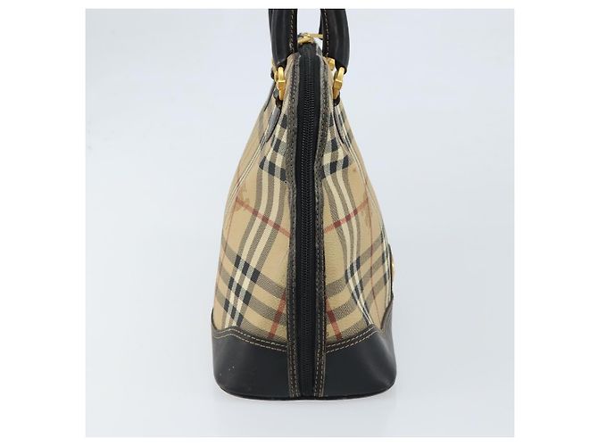 Borsa a Mano Burberrys Nova Check PVC Beige Oro Auth bs33587 D'oro - vista 3