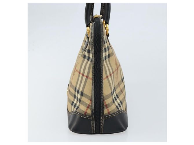 Borsa a Mano Burberrys Nova Check PVC Beige Oro Auth bs33587 D'oro - vista 4