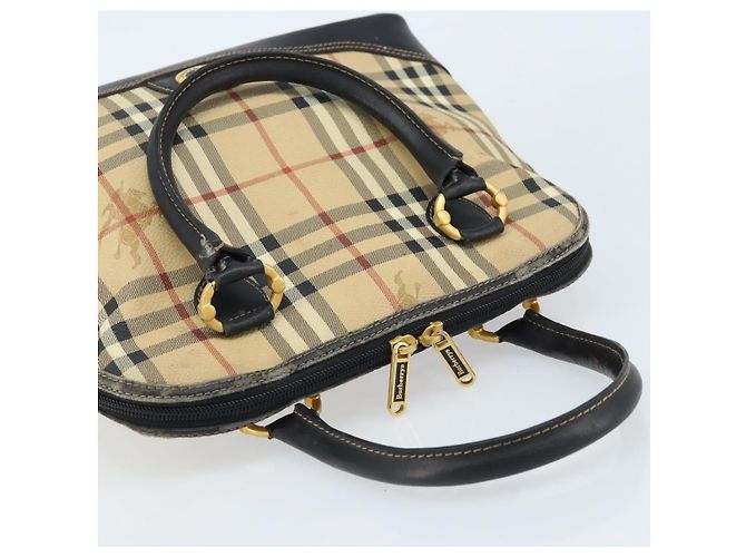 Borsa a Mano Burberrys Nova Check PVC Beige Oro Auth bs33587 D'oro - vista 6