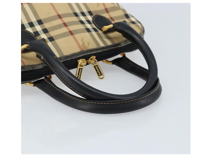 Borsa a Mano Burberrys Nova Check PVC Beige Oro Auth bs33587 D'oro - vista 7