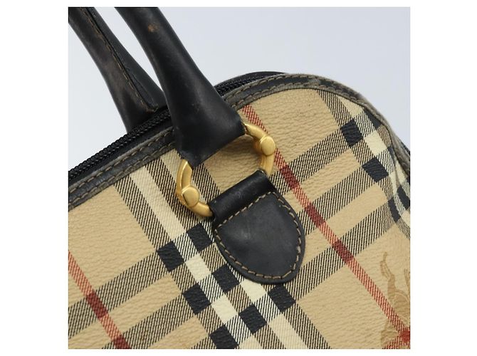 Borsa a Mano Burberrys Nova Check PVC Beige Oro Auth bs33587 D'oro - vista 9