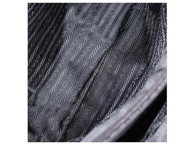 Borsa Tote Prada in nylon nero argento Auth bs32790 - vista 11
