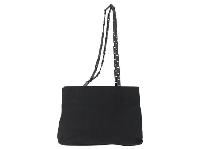 Borsa Tote Prada in nylon nero argento Auth bs32790 - vista 13