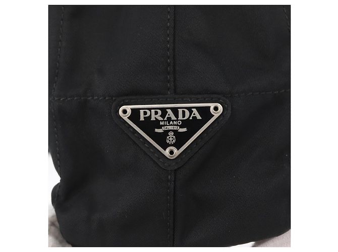 Borsa Tote Prada in nylon nero argento Auth bs32790 - vista 17