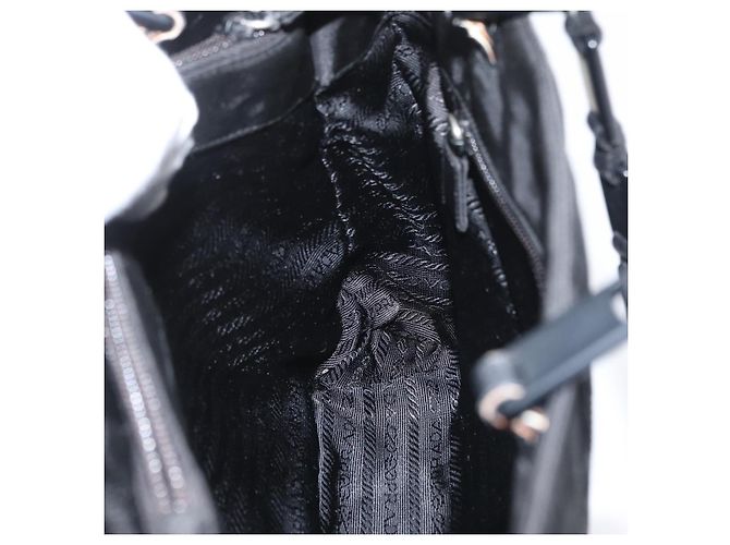 Borsa Tote Prada in nylon nero argento Auth bs32790 - vista 19