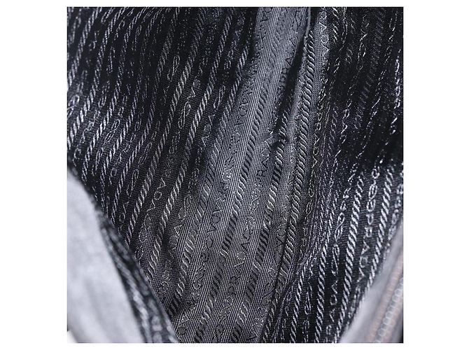 Borsa Tote Prada in nylon nero argento Auth bs32790 - vista 20