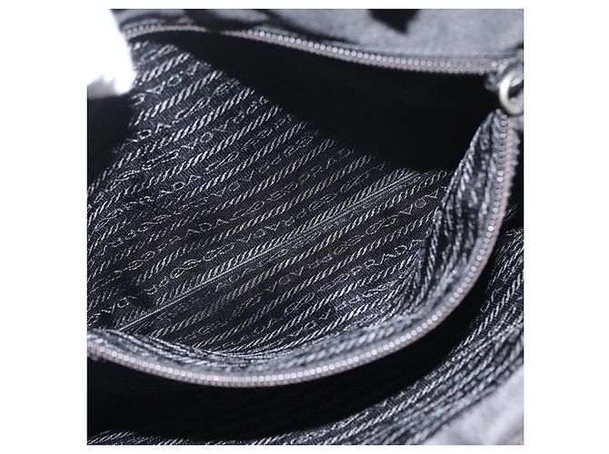 Borsa Tote Prada in nylon nero argento Auth bs32790 - vista 24
