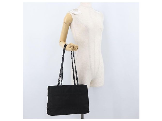 Borsa Tote Prada in nylon nero argento Auth bs32790 - vista 27