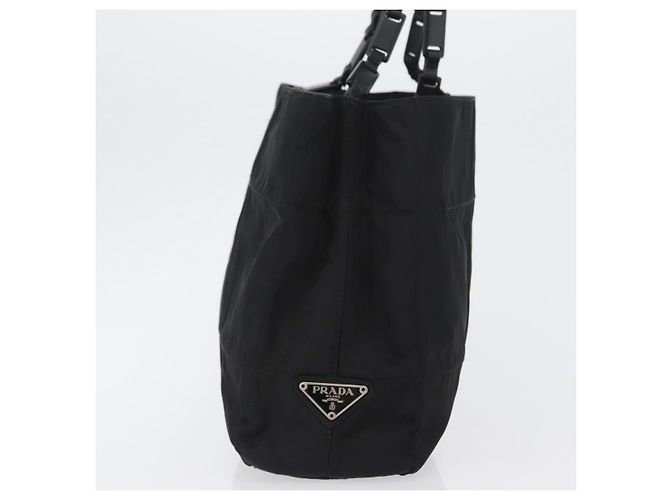 Borsa Tote Prada in nylon nero argento Auth bs32790 - vista 4