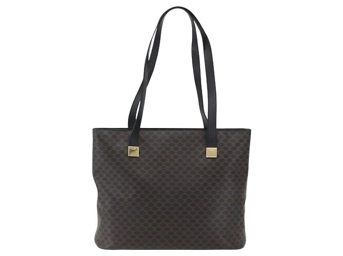 Céline Borsa tote in tela Macadam CELINE in pelle PVC nera e oro Auth mr2013 Nero D'oro - vista 13