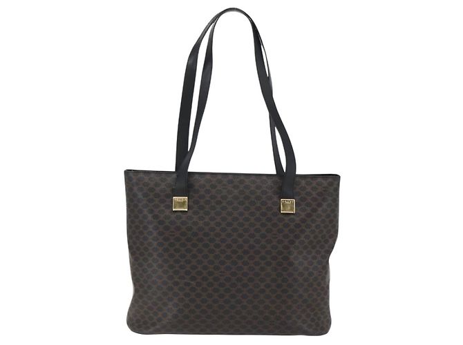 Céline Borsa tote in tela Macadam CELINE in pelle PVC nera e oro Auth mr2013 Nero D'oro - vista 2