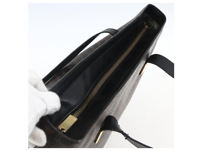 Céline Borsa tote in tela Macadam CELINE in pelle PVC nera e oro Auth mr2013 Nero D'oro - vista 6