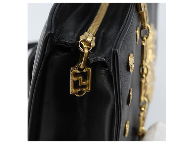 Borsa a Spalla Gianni Versace in Pelle Nera e Oro Auth BA10801 Nero D'oro - vista 10