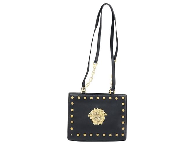 Borsa a Spalla Gianni Versace in Pelle Nera e Oro Auth BA10801 Nero D'oro - vista 13