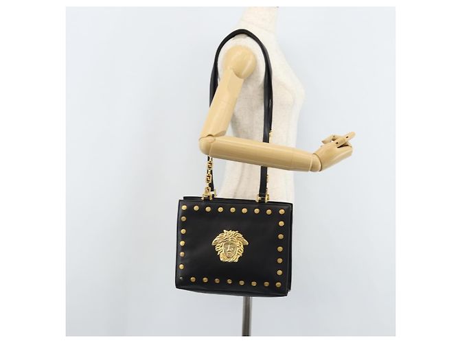 Borsa a Spalla Gianni Versace in Pelle Nera e Oro Auth BA10801 Nero D'oro - vista 23