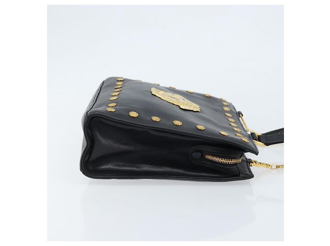 Borsa a Spalla Gianni Versace in Pelle Nera e Oro Auth BA10801 Nero D'oro - vista 3