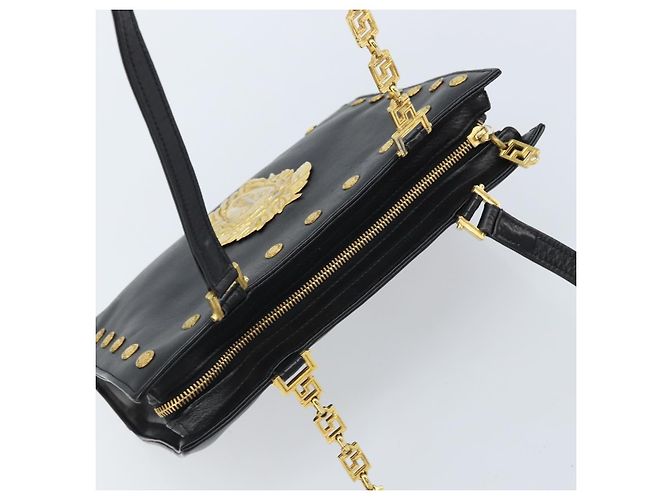 Borsa a Spalla Gianni Versace in Pelle Nera e Oro Auth BA10801 Nero D'oro - vista 6