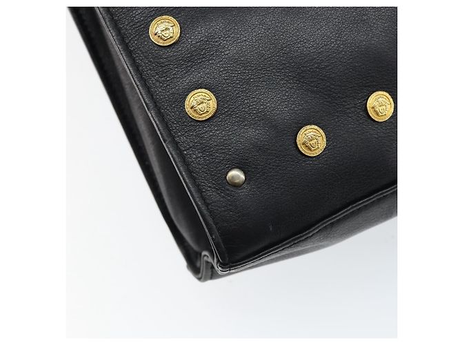 Borsa a Spalla Gianni Versace in Pelle Nera e Oro Auth BA10801 Nero D'oro - vista 9