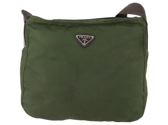 PRADA Shoulder Bag Nylon Khaki Silver Auth bs33303 Silvery - view 13