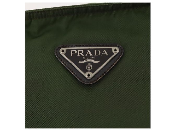 PRADA Shoulder Bag Nylon Khaki Silver Auth bs33303 Silvery - view 17